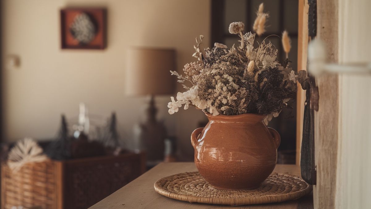 La décoration avec des fleurs séchées dans le salon