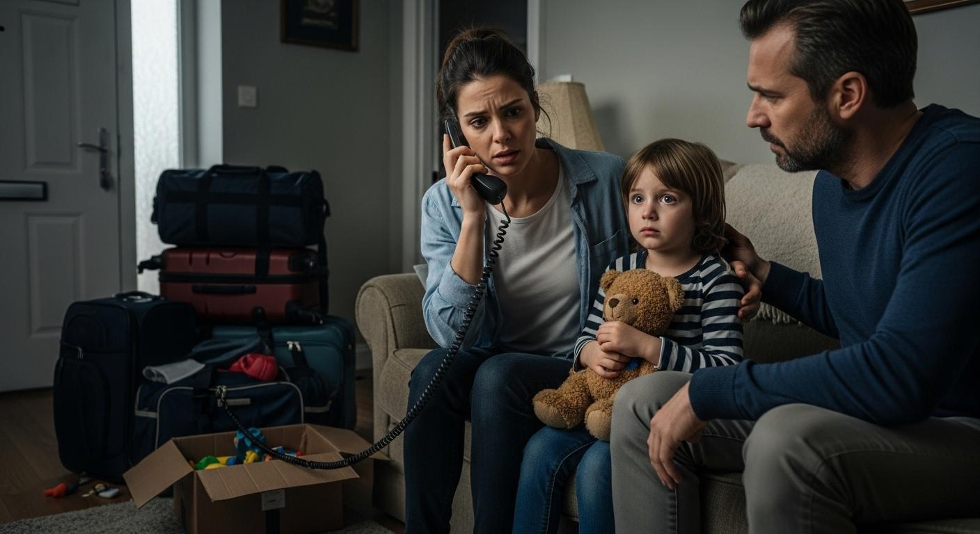 Une-scene-dans-un-salon-familial-une-mere-au-telephone-lair-tendu-un-enfant-assis-entre-ses-parents-1763496184 Une mère veut partir à 700 km du père : les enjeux juridiques pour la garde