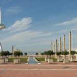 Vue aérienne du stade olympique de Montjuïc à Barcelone lors d'un événement sportif