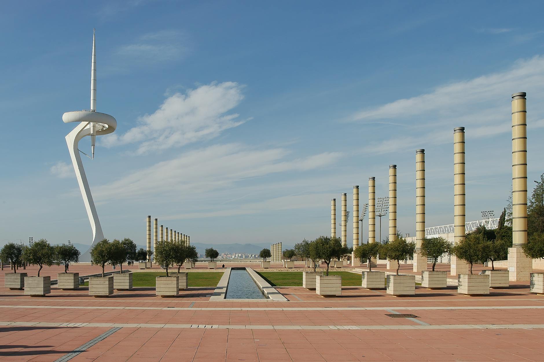 Vue aérienne du stade olympique de Montjuïc à Barcelone lors d'un événement sportif