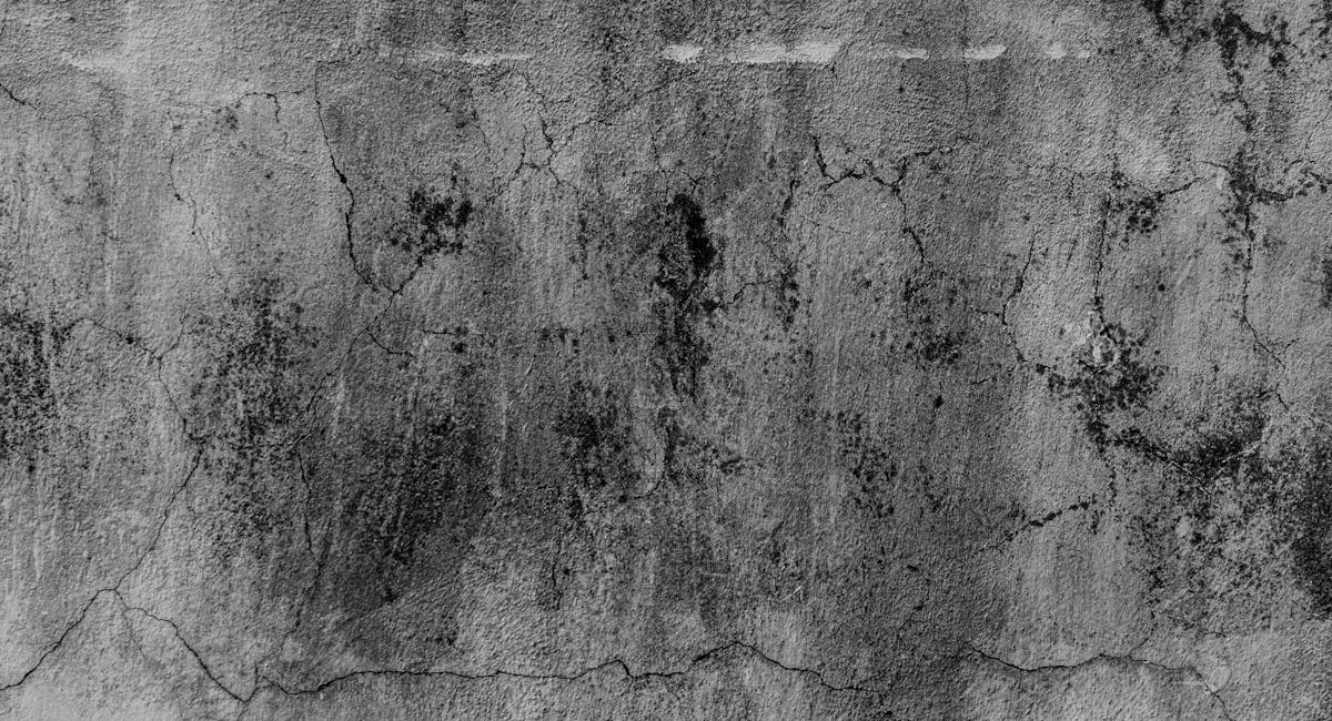 Mur extérieur fissuré avec traces d'humidité après pluie battante
